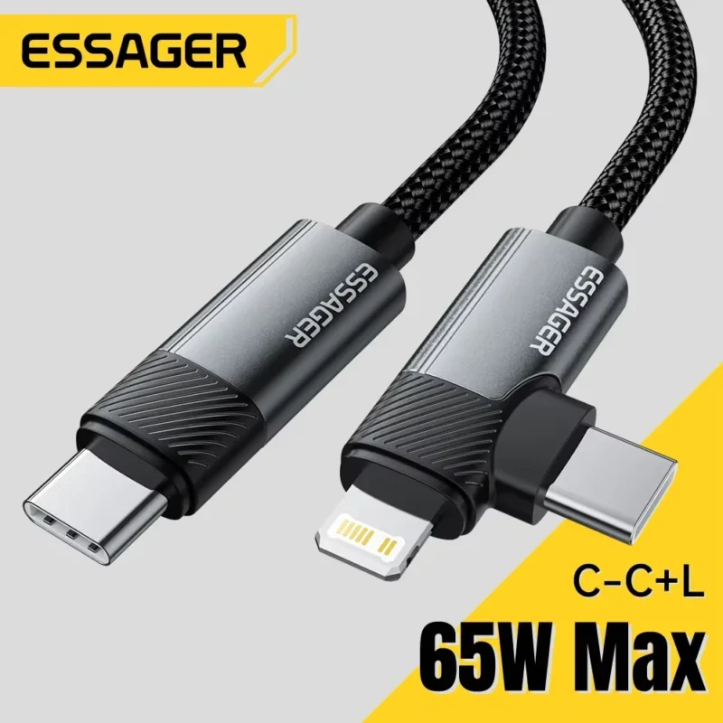 Handyladegerät - Fast Charging 2-in-1 Right Angle Cable PD 65W 29W  Elbow Data Cable For iPhone 15 14 13 MacBook Lenovo Asus Dell iPad Pro Samsung