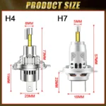 Accessories - H4 LED Car Headlight Bulbs 6000K White Canbus 4800W CSP Turbo Fan High Low Beam LED Lamp Plug And Play